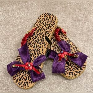 Purple Haze custom made leopard print flip flops